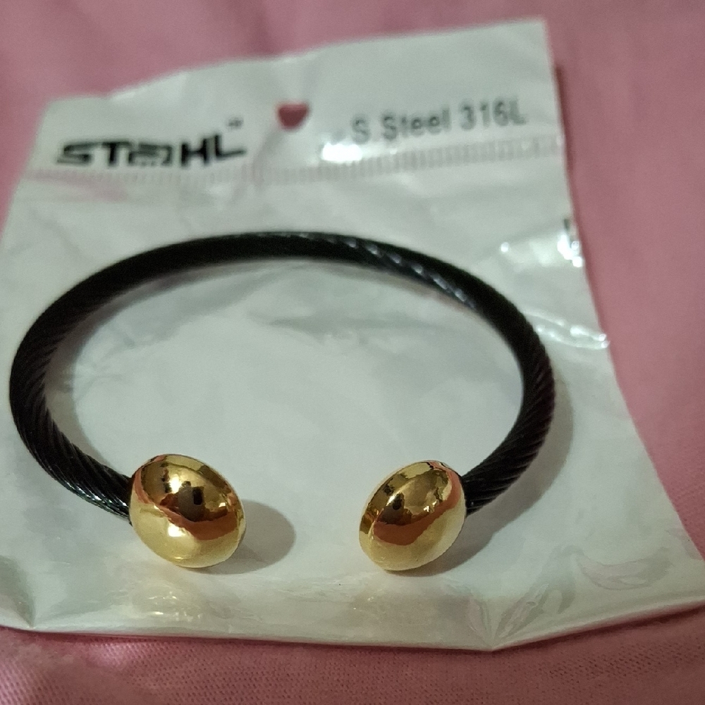 Black and Gold Stainless Steel Bracelet